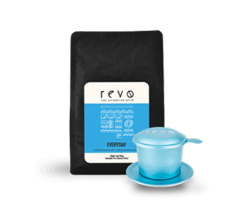 Изображение комплекта голубой упаковки кофе